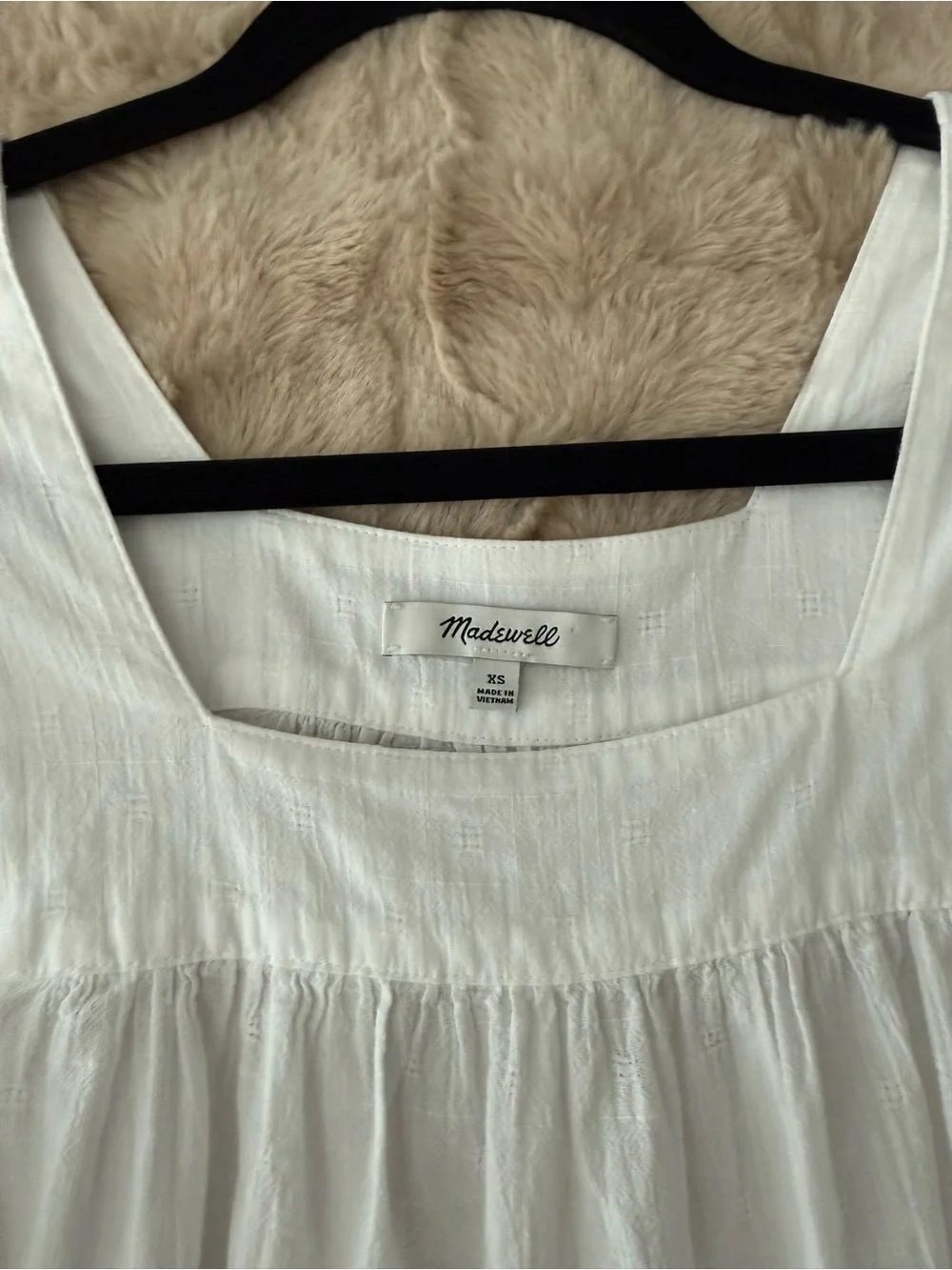 Madewell | White Square-Neck Butterfly-Style Flutter-Sleeve Blouse 100% Cotton